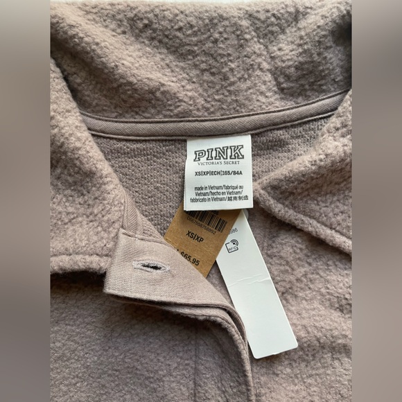 BNWT PINK REVERSE FLEECE CROPPED POLO SWEATSHIRT - Picture 4 of 8